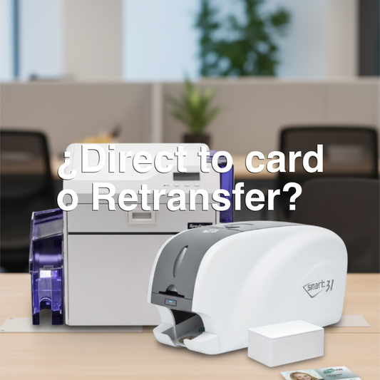 ¿Cuál es la diferencia entre las impresoras de retransferencia y de impresión directa a tarjeta?