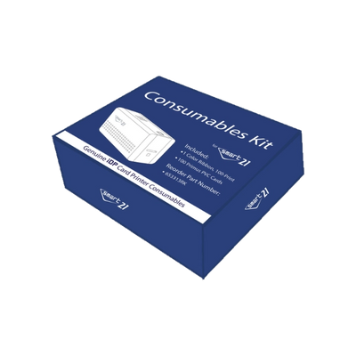 IDP Smart: Kit Consumible 653313RK (Ribbon YMCKO 100 Imp. + 100 Tarjetas PVC)