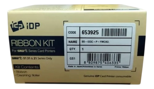 IDP Smart: Ribbon a Color YMCKO 653925 (250 Impresiones) para Series Smart-31 y Smart-51
